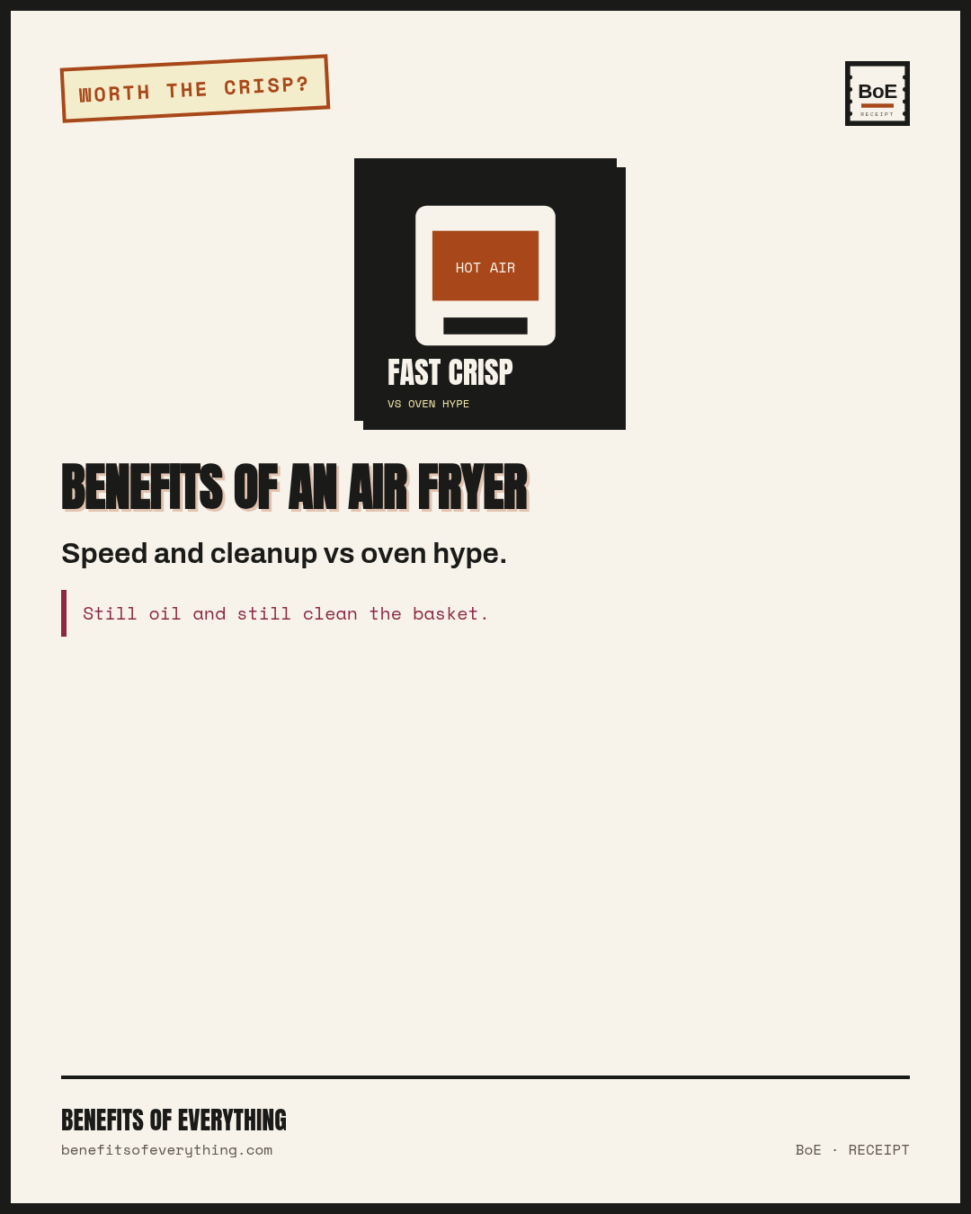 an air fryer receipt — Fast small-batch crisp with less oven time on busy nights.