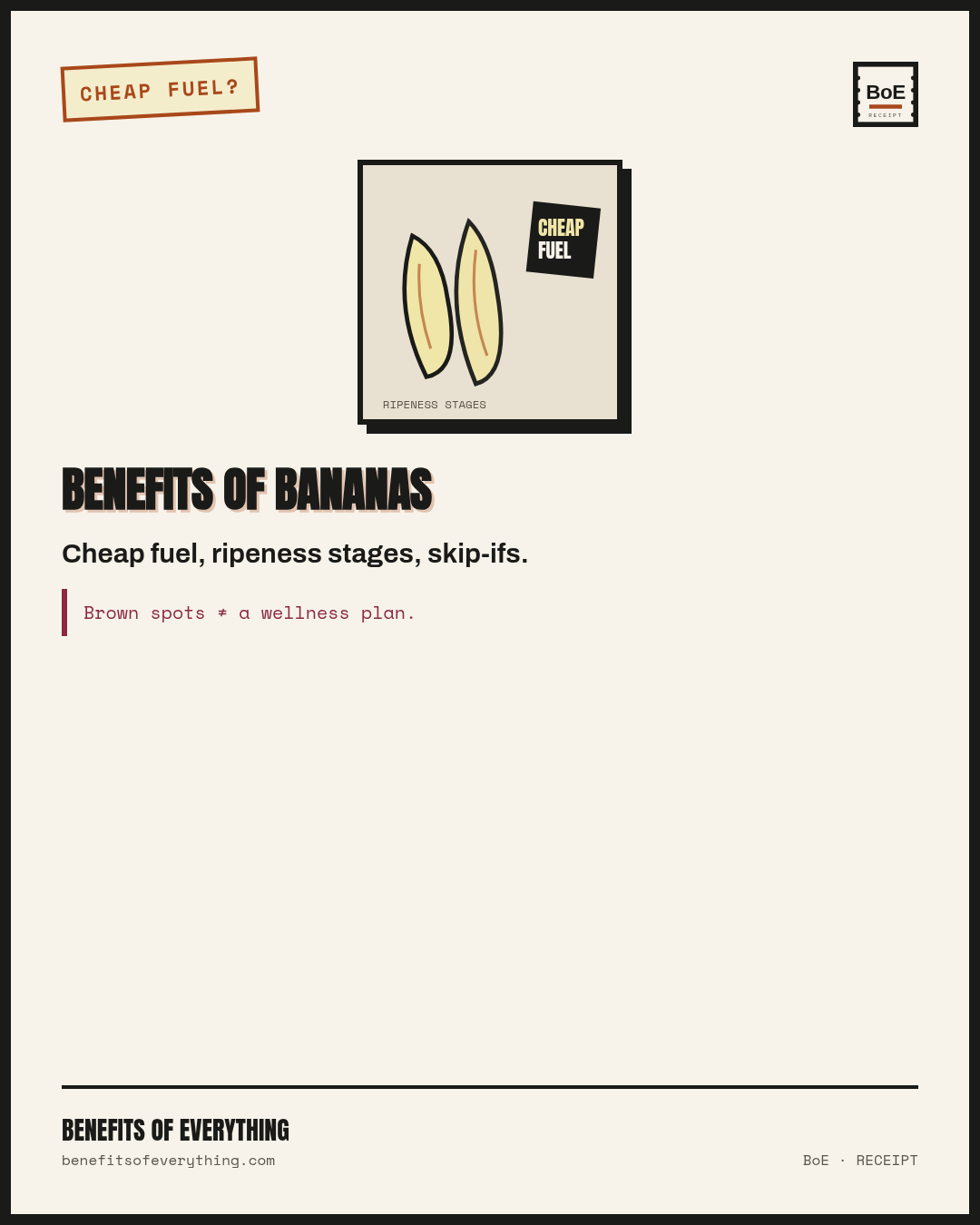 Bananas — ripeness stages for the week receipt — Cheap fuel when you buy the right ripeness stage.