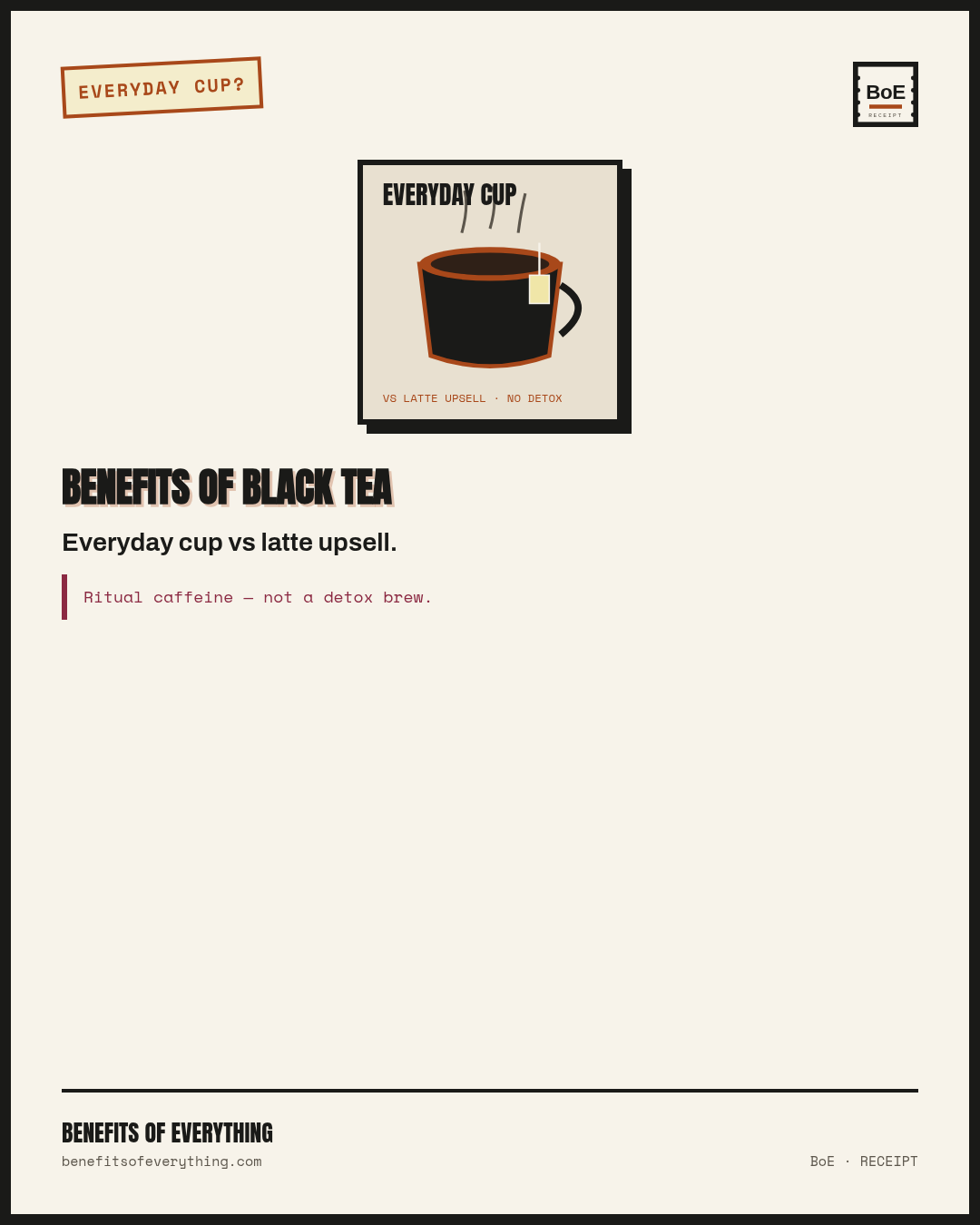 black tea receipt — Everyday cup habit — not a detox brew or disease tea.