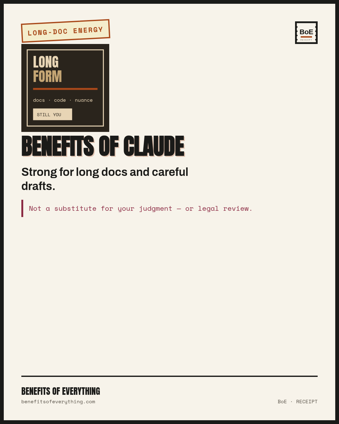 Claude Pro — long docs and code, not a free-tier forever receipt — Strong for long docs and careful drafts.