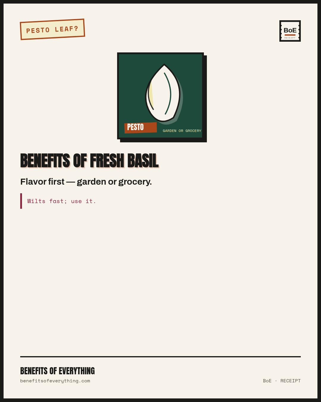 Basil — torn leaves for tonight’s pan receipt — Live pot beats three dead clamshells — if you water and pinch.