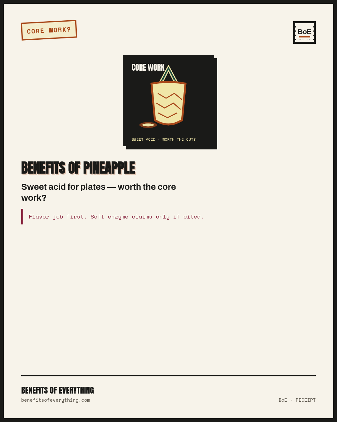 pineapple receipt — Sweet-acid fruit for plates — when fragrance and finish-rate line up.