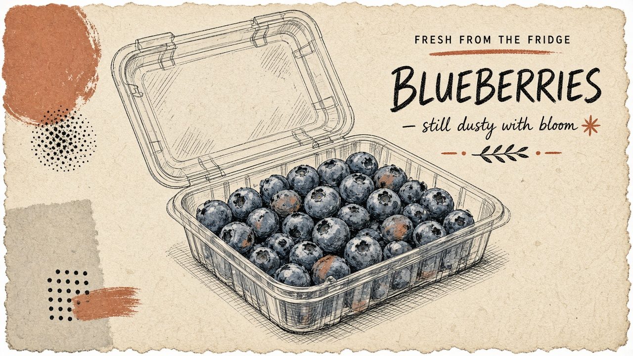 Blueberries with dry bloom — finish-the-clamshell kitchen math