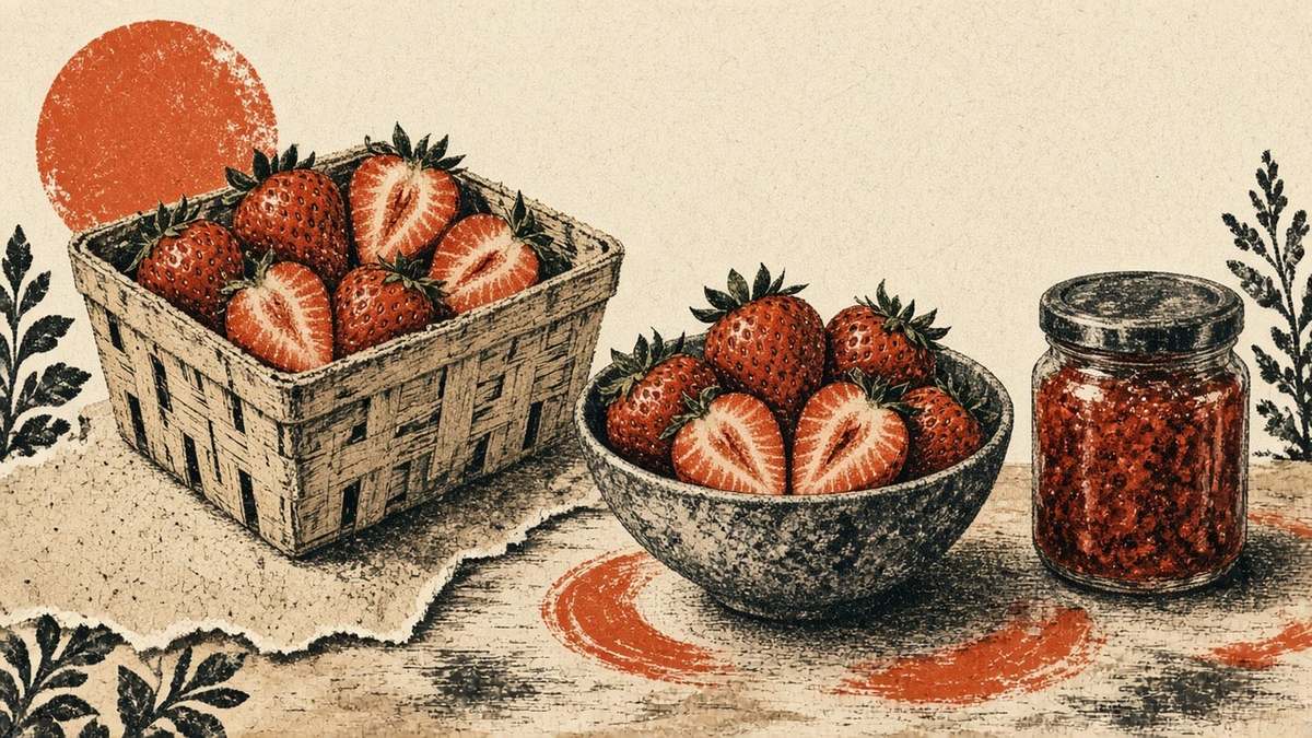 Strawberries in a colander — rinse and eat before the weekend