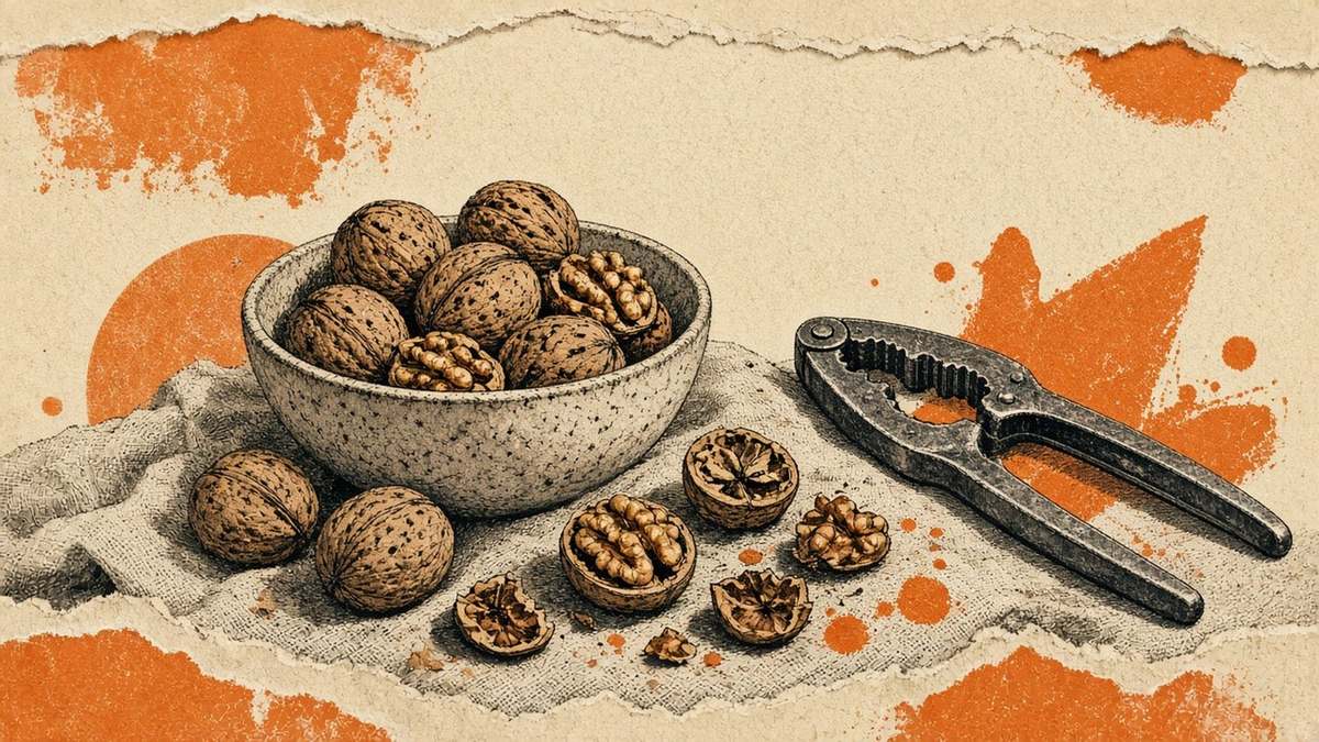 Walnuts cracked on kraft — salads and baking crunch